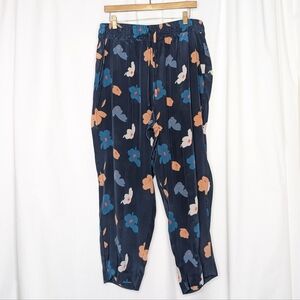 Tucker Julia Pant Navy Poppies in Silk Crepe de Chine Floral Luxury